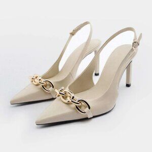 Chain Metallic Pointed Heels
